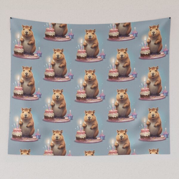 Item preview, Capybara Birthday designed and sold by Mandala108.