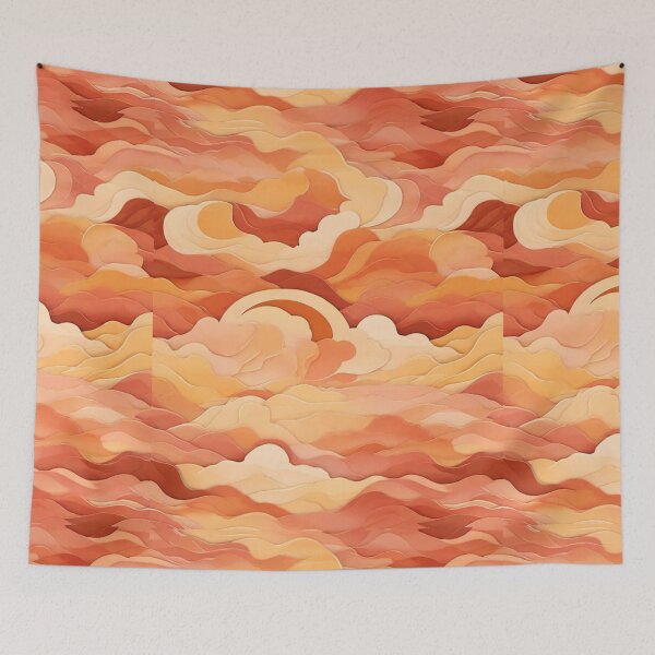 Item preview, Wave Pattern -  Orange Sky Wave ; Curved Line designed and sold by PatternInArt.