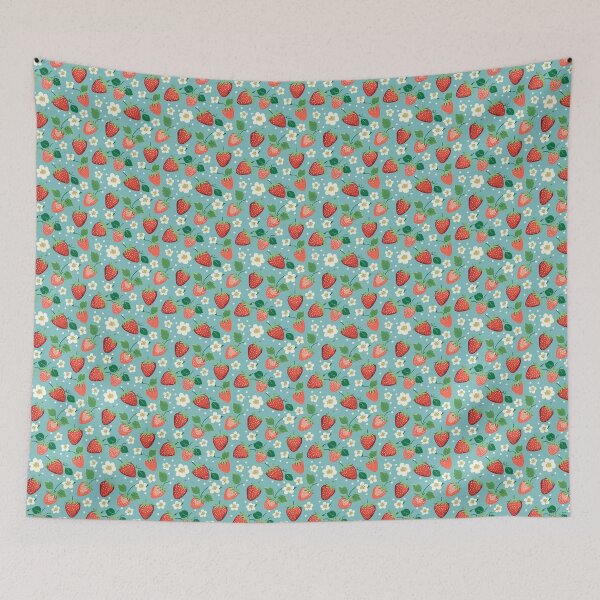 Item preview, Blue strawberry pattern designed and sold by earlgreysshoppe.