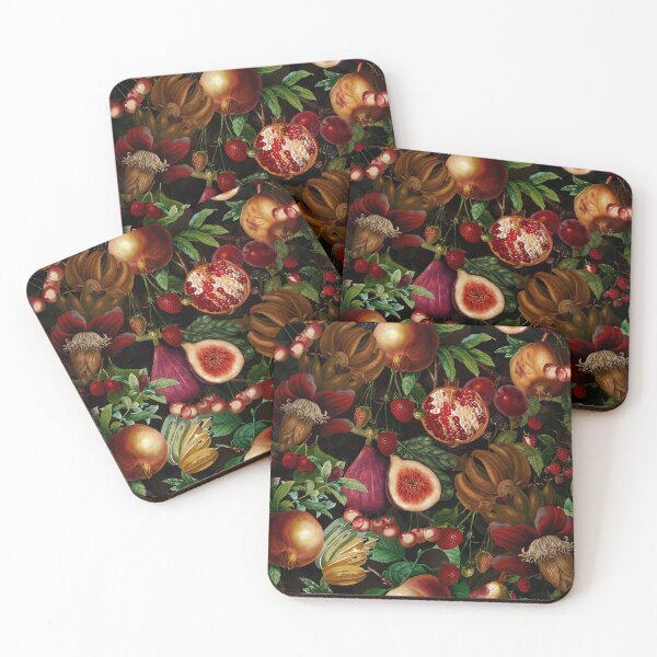 Item preview, Midnight Vintage Tropical Fruits Garden Pattern - black v designed and sold by UtArt.