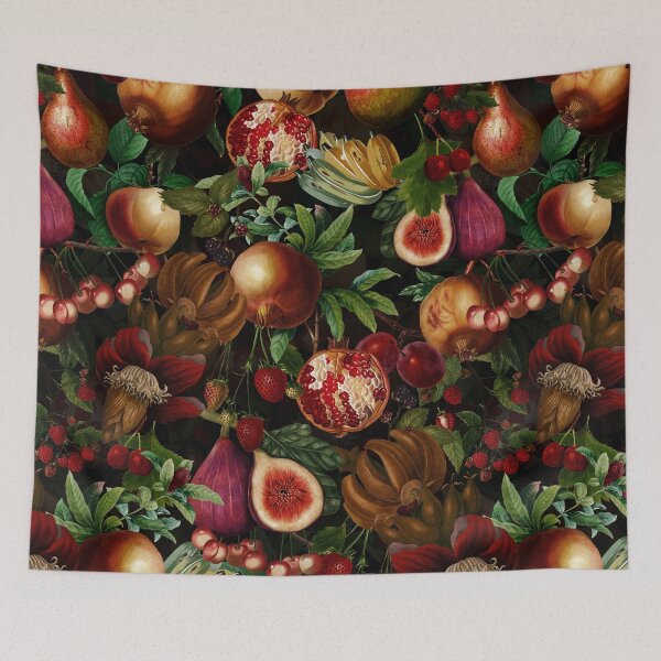 Item preview, Midnight Vintage Tropical Fruits Garden Pattern - black v designed and sold by UtArt.
