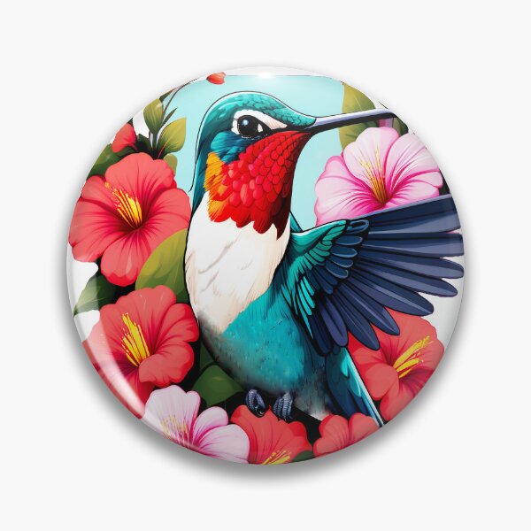 Item preview, Cute Ruby Throated Hummingbird Surrounded by Spring Flowers designed and sold by BirdsnStuff.
