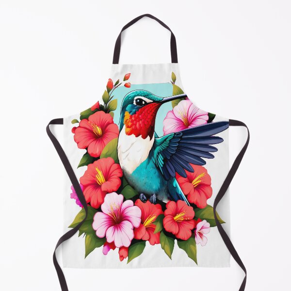 Item preview, Cute Ruby Throated Hummingbird Surrounded by Spring Flowers designed and sold by BirdsnStuff.