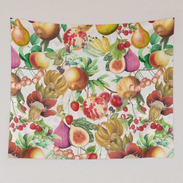 Item preview, Midnight Vintage Tropical Fruits Garden Pattern - white Nightgarden designed and sold by UtArt.
