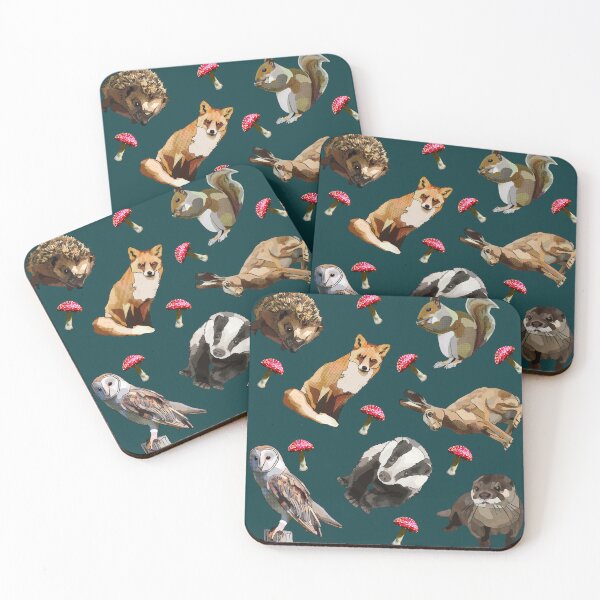 Item preview, Woodland Animals with mushrooms by BeeFoxTree designed and sold by BeeFoxTree.