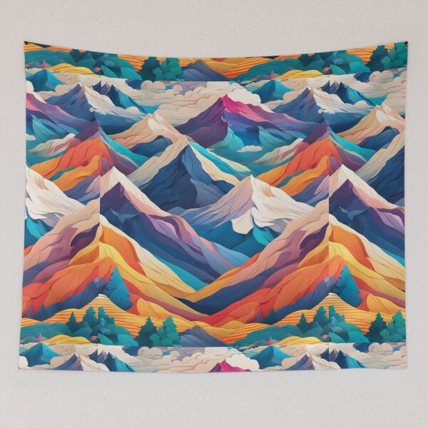 Item preview, Wave Pattern -  Colorful Mountain Wave ; Curved Line designed and sold by PatternInArt.