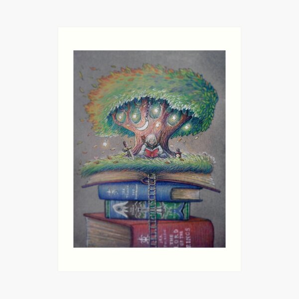 ILLUSTORY BOOK ELF Art Print