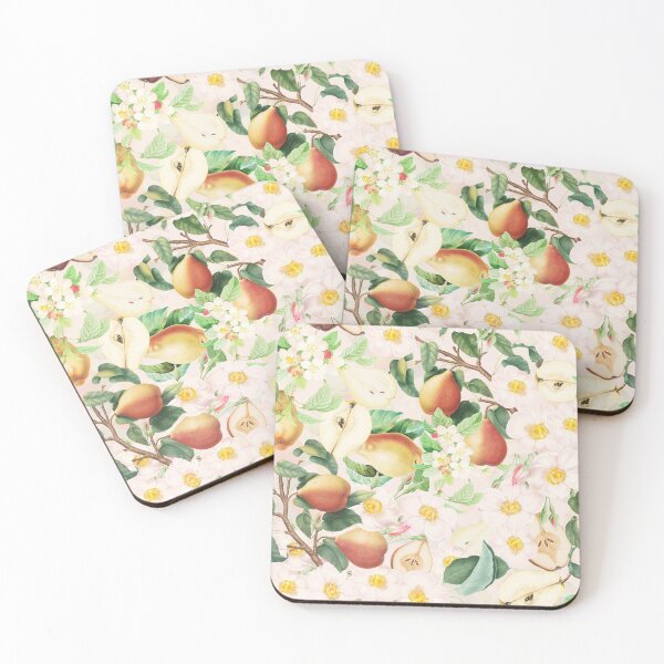 Item preview, Soft Pear And Rose Summer Garden - Vintage Fruit And Flower Pattern designed and sold by UtArt.