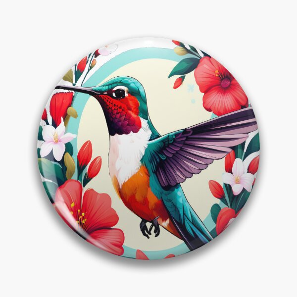 Item preview, Cute Ruby Throated Hummingbird Surrounded by Spring Flowers designed and sold by BirdsnStuff.