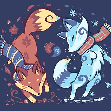 Artwork thumbnail, Autumn and Snow Fox by TechraNova