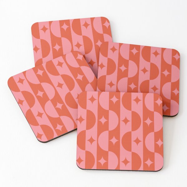 Item preview, Mid Century Half Circles with Retro Starbursts Pattern in Pink and Orange  designed and sold by Yasminepatterns .