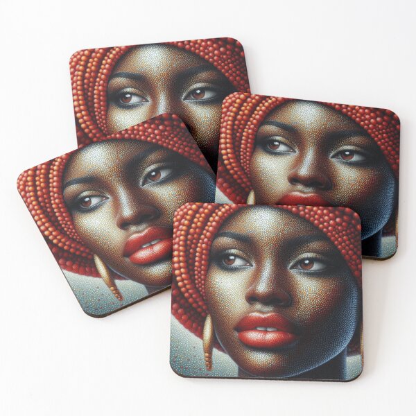 Item preview, African woman pointilism artwork designed and sold by orishas-realm.