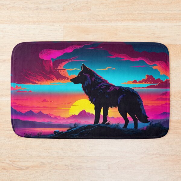 Item preview, Wolf Against a Sunset, SynthWave, Ai Generated Art  designed and sold by ACC .