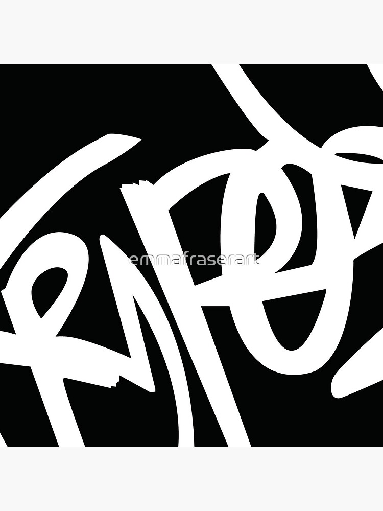 Thumbnail 4 of 4, Pillow, Black and White Graffiti Style Art designed and sold by emmafraserart.