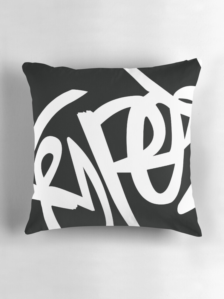Thumbnail 3 of 4, Pillow, Black and White Graffiti Style Art designed and sold by emmafraserart.