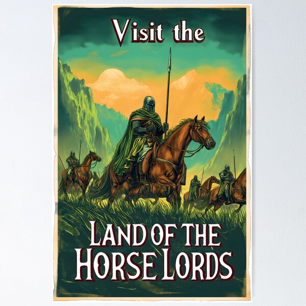 Item preview, Visit the Land of the Horse Lords - Vintage Travel Poster - Fantasy designed and sold by Fenay Designs.