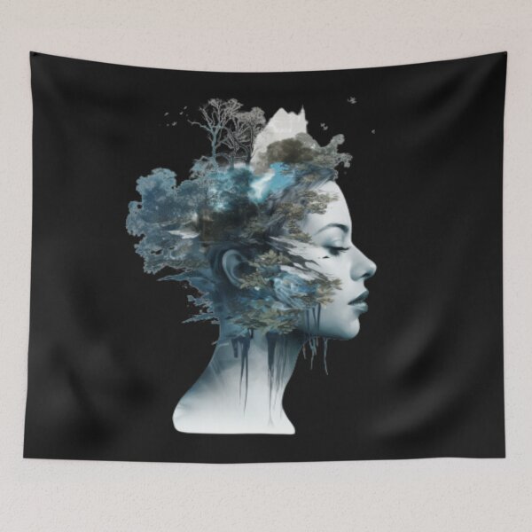 Item preview, Female profile face on forest and nature in winter designed and sold by cristina1001.