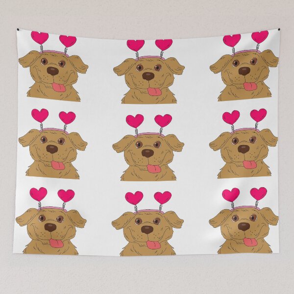 Item preview, Happy cute brown dog wearing Valentine's heart shape headband designed and sold by Nalidsa Sukprasert.