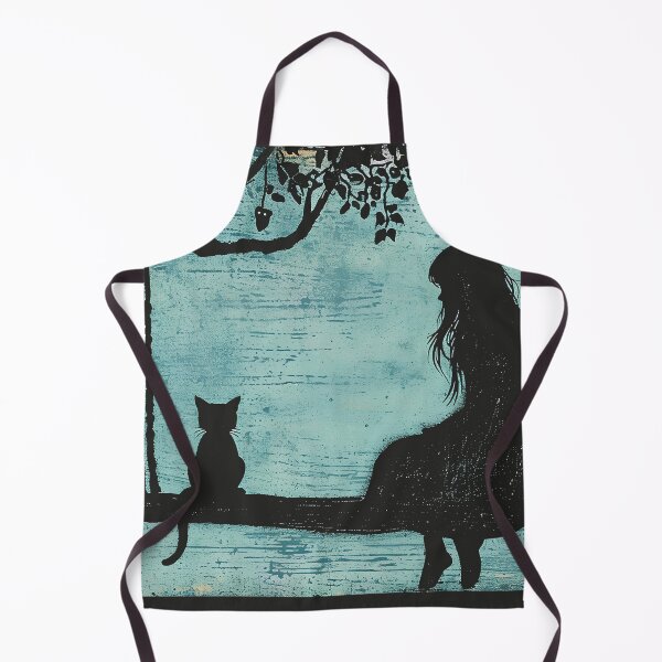 Item preview, Niña y gato sentados en un columpio de árbol designed and sold by randrdesign.