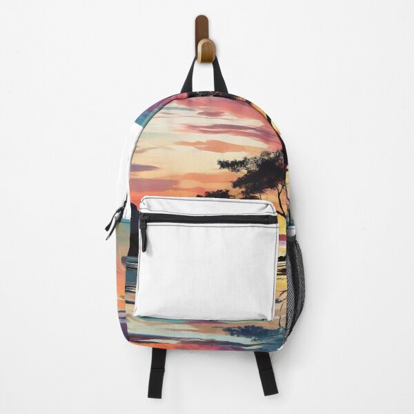 Item preview, Watercolor silhouette tree at sunset on the beach abstract colorful. designed and sold by athurbubble.