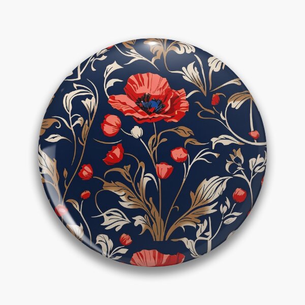 Item preview, Red Poppy flowers ornamental florar pattern  designed and sold by Mandala108.