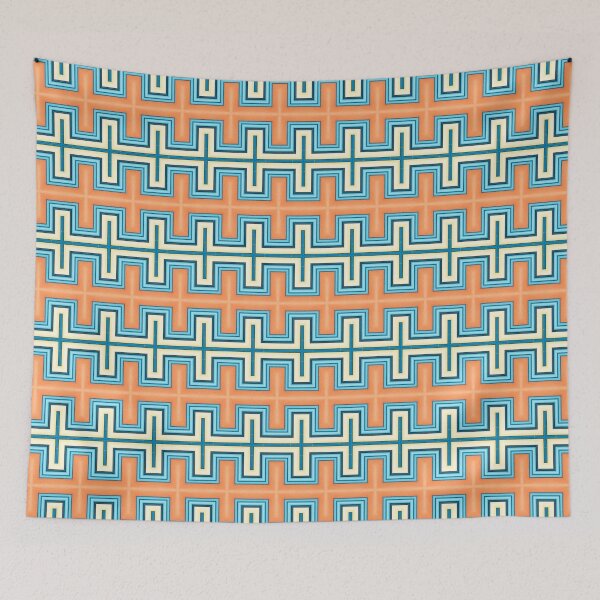 Item preview, A pattern of blue and orange lines designed and sold by johndesign88.