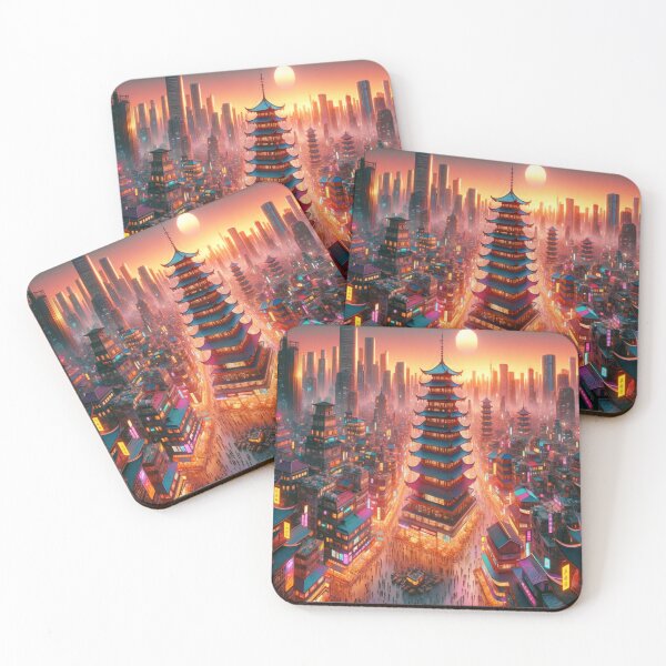 Item preview, Dusk in Neon Splendor: A Cyberpunk Panorama designed and sold by UrbainEcho.
