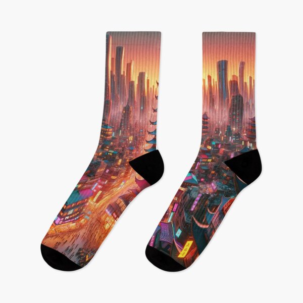 Item preview, Dusk in Neon Splendor: A Cyberpunk Panorama designed and sold by UrbainEcho.