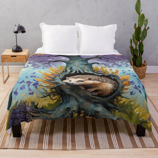 Item preview, Fantasy scene with a hedgehog in a hole in a majestic old tree. designed and sold by twisted-dot.