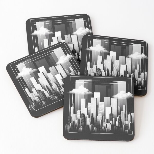 Item preview, Monochrome Cityscape: Architectural Harmony Meets Abstract Cloud Illusion designed and sold by DethLock.