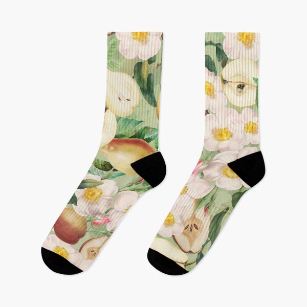 Item preview, Soft Pear And Rose Summer Garden - Green Vintage Fruit And Flower Pattern designed and sold by UtArt.