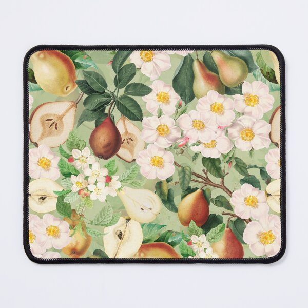 Item preview, Soft Pear And Rose Summer Garden - Green Vintage Fruit And Flower Pattern designed and sold by UtArt.