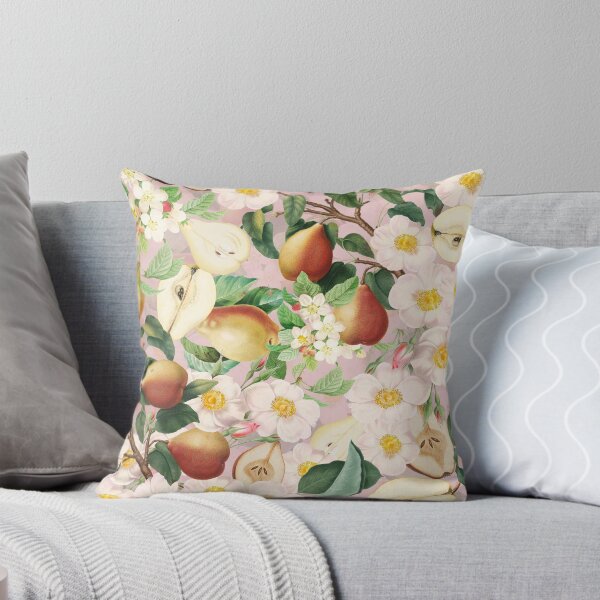 Item preview,  Soft Pear And Rose Summer Garden - Pink Vintage Fruit And Flower Pattern designed and sold by UtArt.