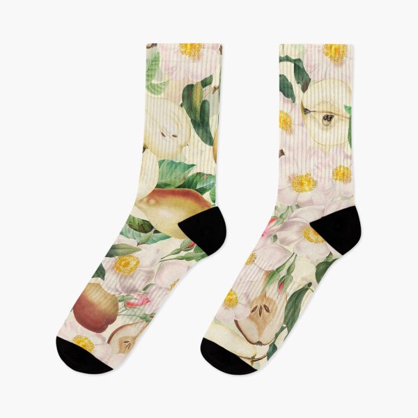 Item preview, Soft Pear And Rose Summer Garden - Light green Vintage Fruit And Flower Pattern designed and sold by UtArt.