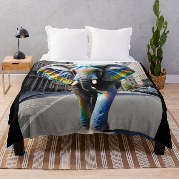 Aperçu de l'œuvre Urban Rainbow Elephant 4 - Vibrant Cityscape Art créée et vendue par craftyblinders9.