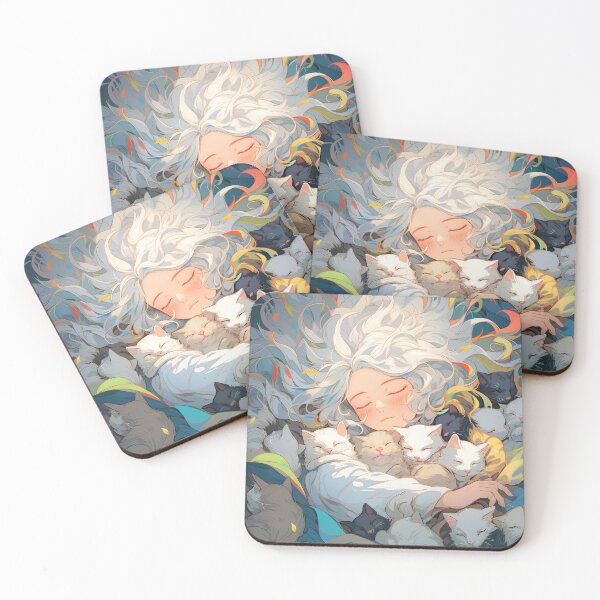 Item preview, Serene White Neko Slumber Anime Girl designed and sold by bubblegoth.