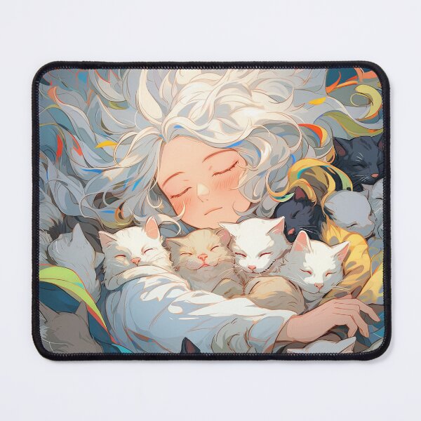 Item preview, Serene White Neko Slumber Anime Girl designed and sold by bubblegoth.