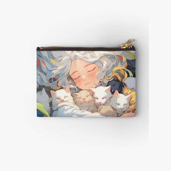 Item preview, Serene White Neko Slumber Anime Girl designed and sold by bubblegoth.