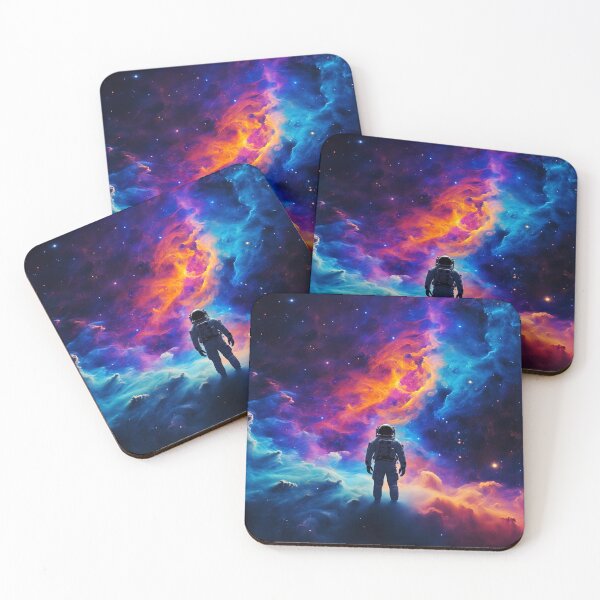 Item preview, Solitary astronaut, silhouetted against the backdrop of a nebula designed and sold by stevanovicigor.