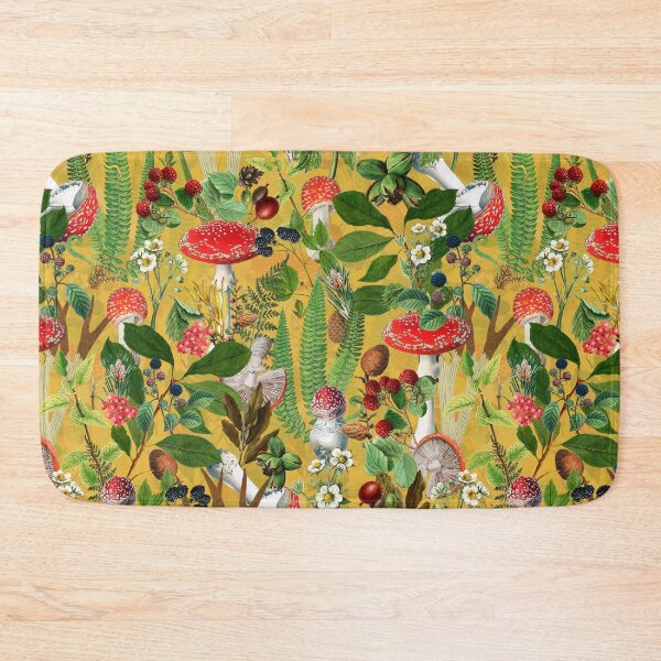 Item preview, Vintage Night Mushrooms Botanical Forest Garden- Pattern yellow Botanical Toadstools Garden Nightgarden designed and sold by UtArt.