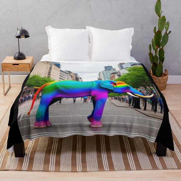 Aperçu de l'œuvre Urban Rainbow Elephant 6 - Vibrant Cityscape Art créée et vendue par craftyblinders9.