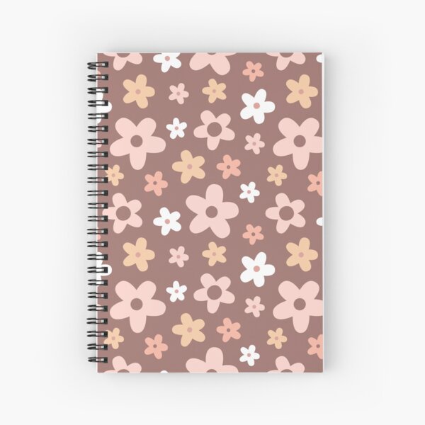 Retro daisies boho floral cute girly seamless pattern Spiral Notebook