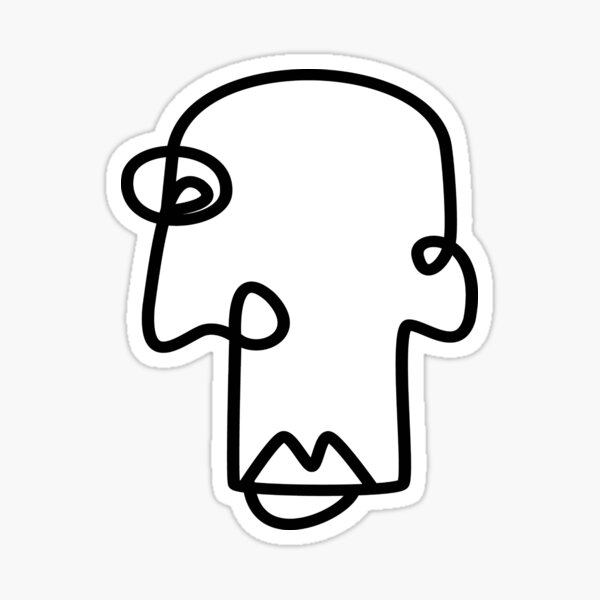 Modern Simple Face Line Drawing Sticker
