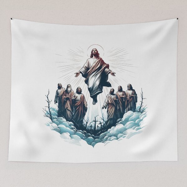 Item preview,  The transformative moment of Jesus' resurrection and ascension, leaving a lasting impact on his disciples.:  Watercolor designed and sold by PaintMeWorld.