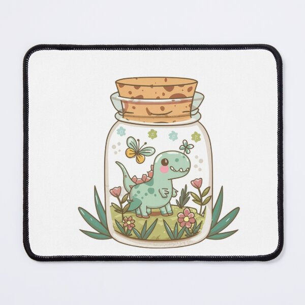 Item preview, Mason jar with kawaii dino inside designed and sold by LoveDaisyShop.