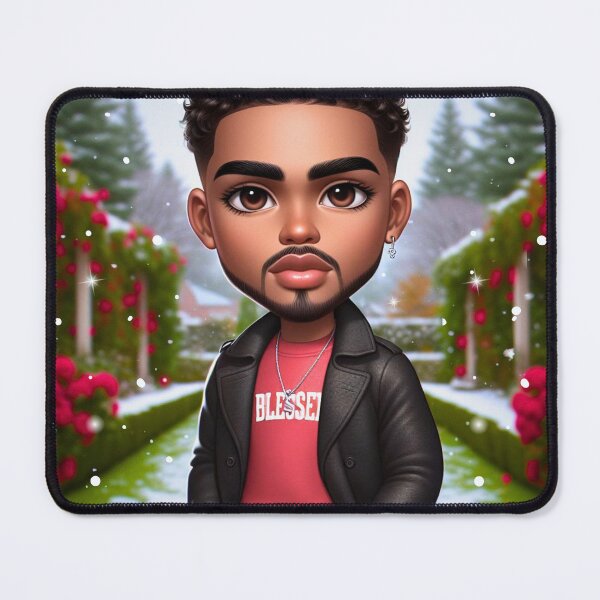 Item preview, Chibi Style Man Standing in a Rose Garden During The Snow designed and sold by aprilsims.