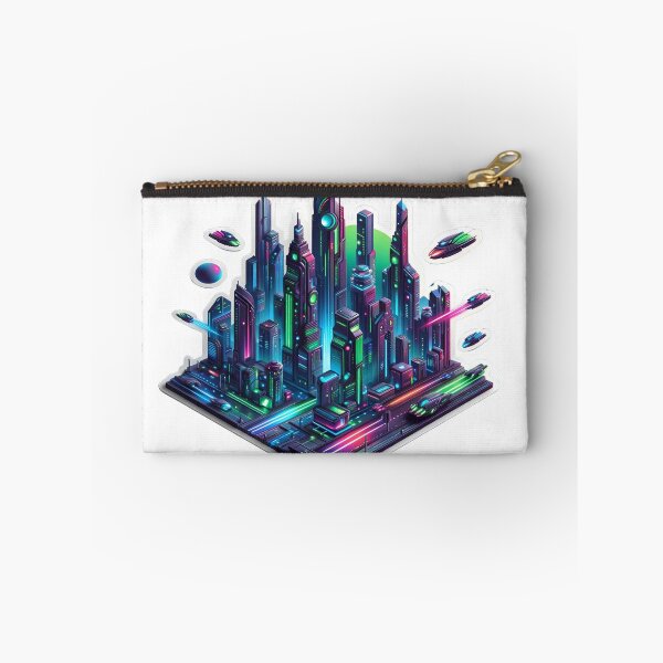Item preview, Vibrant Neon Cybercity Art Sticker designed and sold by mymagicstoreus.