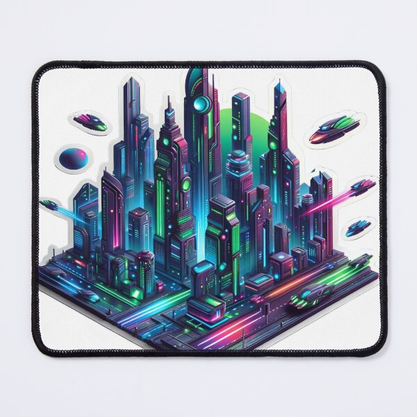 Item preview, Vibrant Neon Cybercity Art Sticker designed and sold by mymagicstoreus.