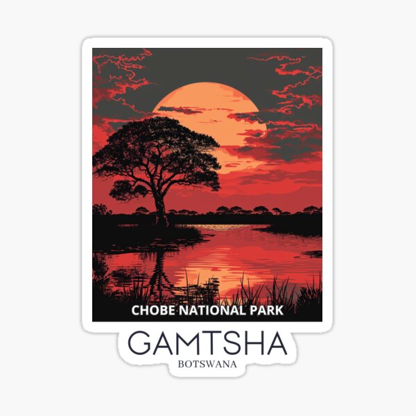 Vista previa del artículo con la obra «A Pop Art Travel Print of Chobe National Park in Gamtsha - Botswana», diseñado y vendido por StudioRedKoala.
