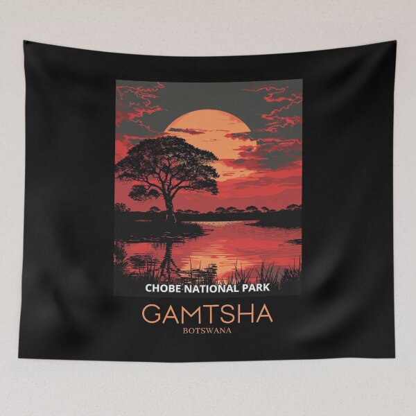 Item preview, A Pop Art Travel Print of Chobe National Park in Gamtsha - Botswana designed and sold by StudioRedKoala.